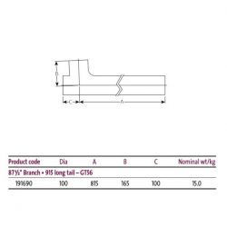 Pam Building Timesaver Cast Iron Soil 87.5 Deg Branch Long Tail GT56