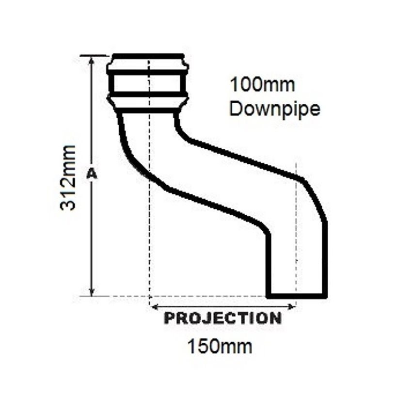 Hargreaves Premier Round cast Iron Downpipe Offset 150mm Projection