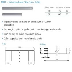 Lindab Magestic Galvanised Circular Steel Intermediate Downpipe x 1m (MST)