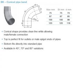 Lindab Magestic Galvanised Circular Steel Downpipe Conical Bend (BK70)