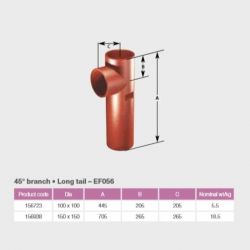 Pam Building Ensign Cast Iron 45 degree Branch-tee Long-tail EF056