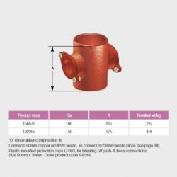 Pam Building Ensign Cast Iron 50mm double Comp 88deg Boss Pipe EF091