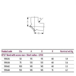 Pam Building Timesaver Cast Iron Soil Short Radius 87.5 Degree Bend With Rear Access GT03