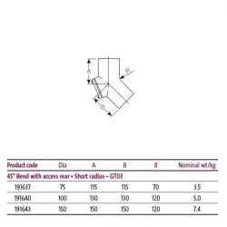 Pam Building Timesaver Cast Iron Soil Short Radius 45 Degree Bend With Rear Access GT03