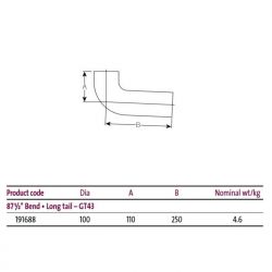 Pam Building Timesaver Cast Iron Soil Long Tail 87.5 Degree Bend GT43