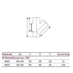 Pam Building Timesaver Cast Iron Soil 45 Degree Branch with Access GT07