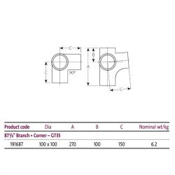 Pam Building Timesaver Cast Iron Soil 87.5 Degree Corner Branch GT35