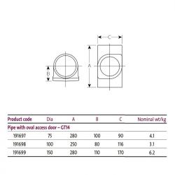 Pam Building Timesaver Cast Iron Soil Pipe with Oval Access Door GT14