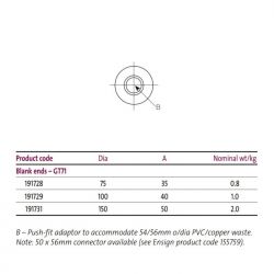 Pam Building Timesaver Cast Iron Soil Blank End Push Fit Adaptor GT71