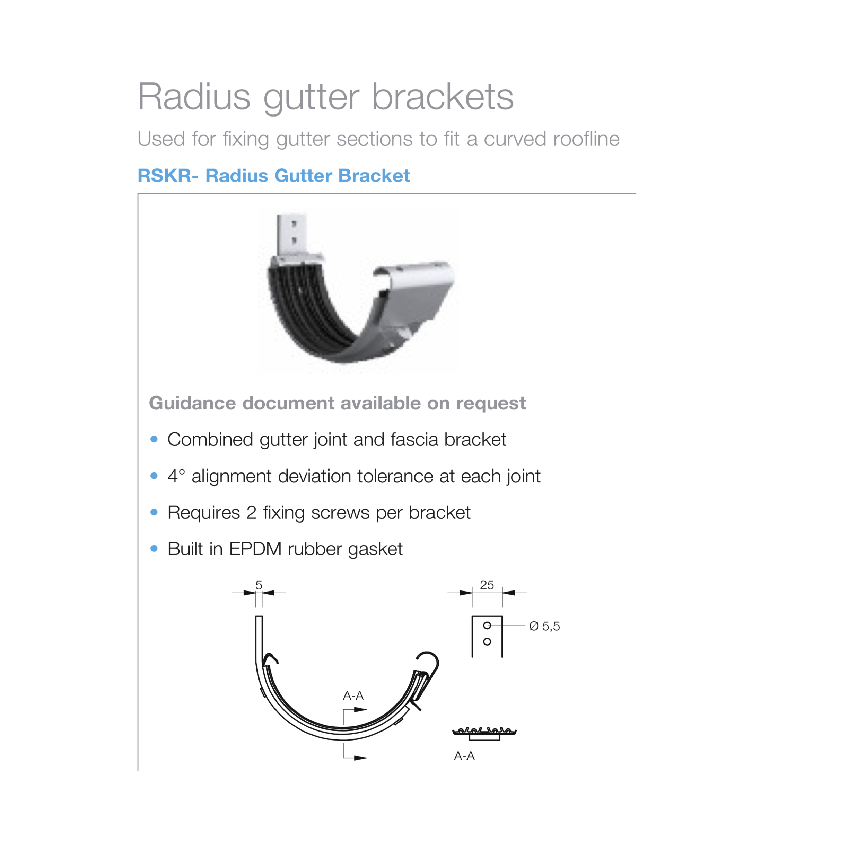 Lindab Steel Half Round Gutter 125mm Radius Gutter Bracket RSKR