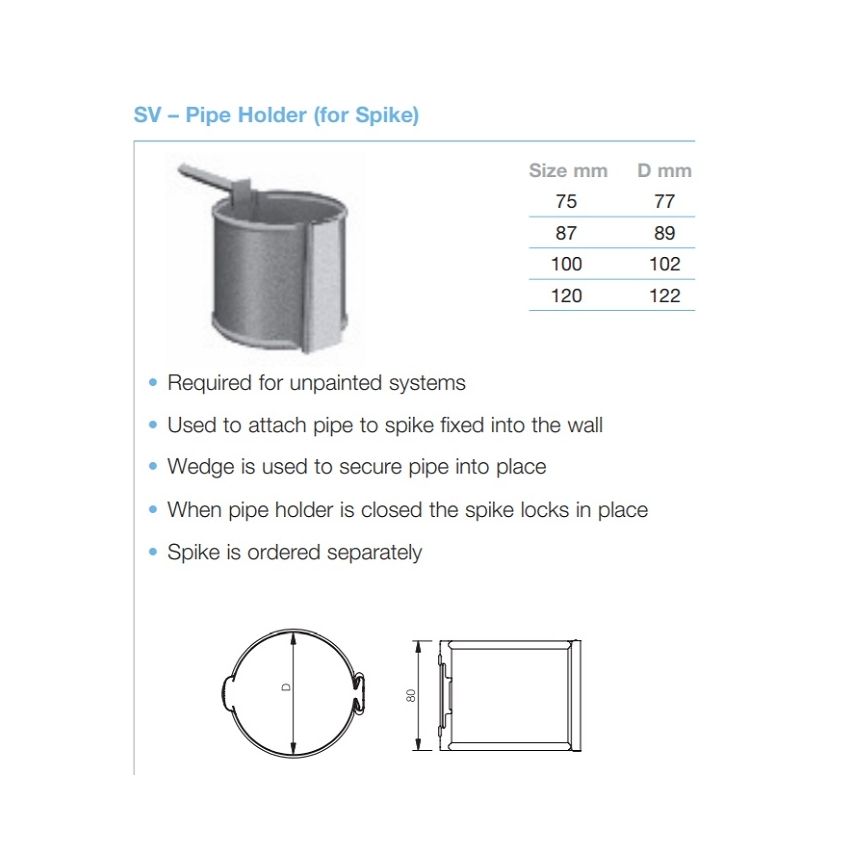 Lindab Circular Steel Downpipe SV Pipe Holder For Spike (SV)