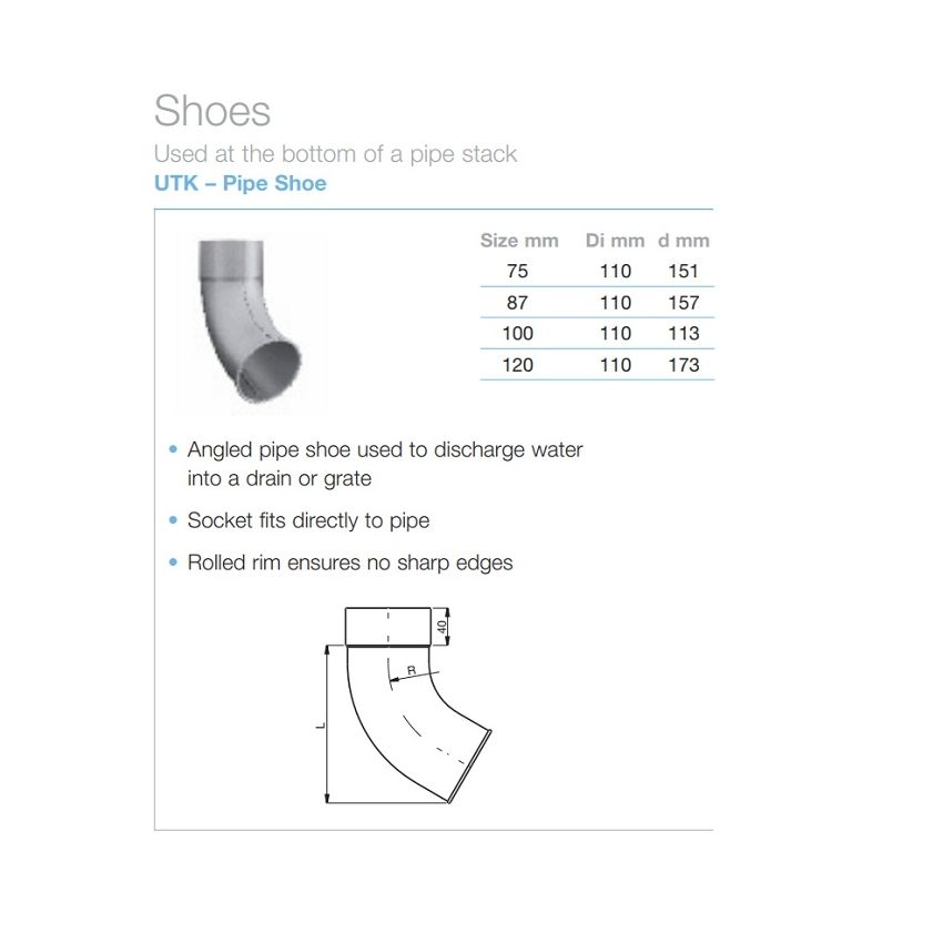 Lindab Circular Steel Downpipe Shoe (UTK)