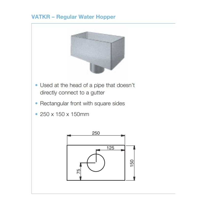Lindab Steel Small Rectangular Hopper (VATKR)