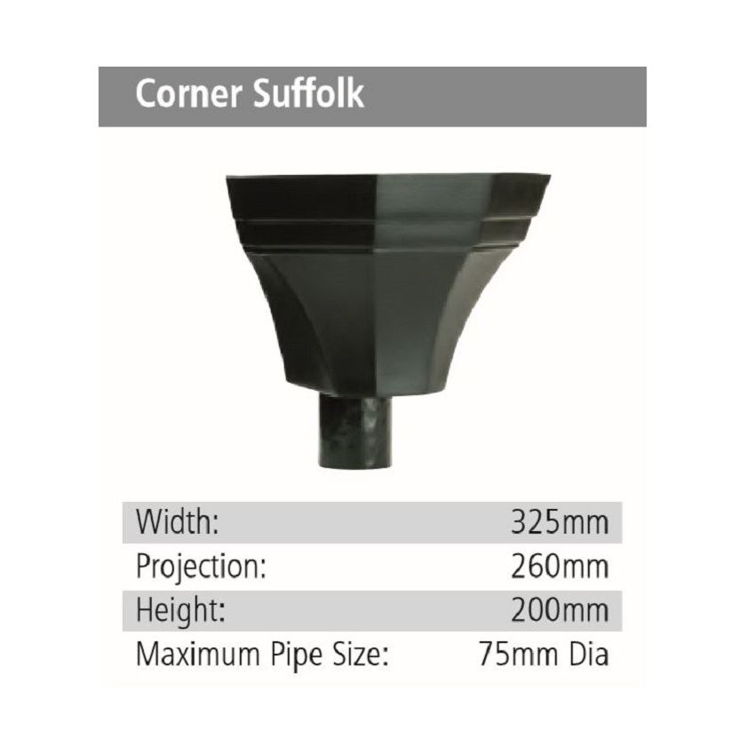 Corner Suffolk Rainwater GRP Hopper Head
