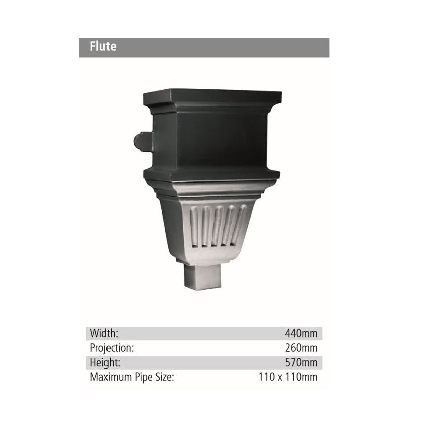 Flute Rainwater GRP Hopper Head