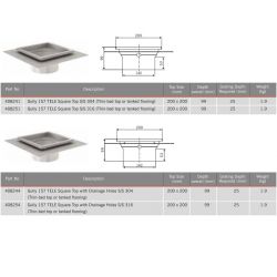 ACO Hygienic Stainless Steel Gully 157 - Telescopic Square Gully Top With Drainage Holes