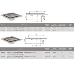 ACO Hygienic Stainless Steel Gully 157 - Telescopic Square Gully Top With Drainage Holes