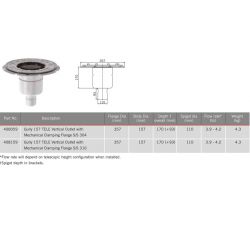 ACO Hygienic Stainless Steel Gully 157 - Telescopic Vertical 110mm Outlet With Mechanical Clamping Flange
