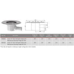ACO Hygienic Stainless Steel Gully 157 - Telescopic Horizontal 110mm Outlet With Mechanical Clamping Flange