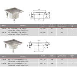 ACO Hygienic Stainless Steel Gully 157 - Telescopic Square Gully Top