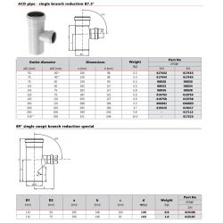 ACO Stainless Steel Socketed 89 Degree Swept Pipe Branch Reduction with EPDM Seal