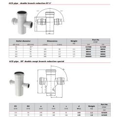 ACO Stainless Steel Socketed 87.5 Degree Double Pipe Branch Reduction with EPDM Seal