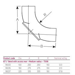 Pam Building Timesaver Cast Iron 87.5 Degree Medium Radius Bend with Rear Access