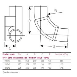 Pam Building Timesaver Cast Iron 87.5 Degree Medium Radius Bend with Side Access