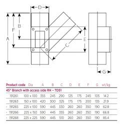 Pam Building Timesaver Cast Iron 45 Degree Single Branch with Right Hand Access Door