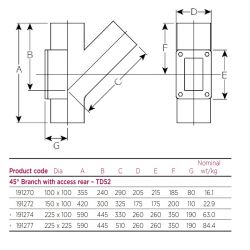 Pam Building Timesaver Cast Iron 45 Degree Single Branch with Rear Access