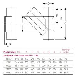 Pam Building Timesaver Cast Iron 45 Degree Single Branch with Left Hand Access Door