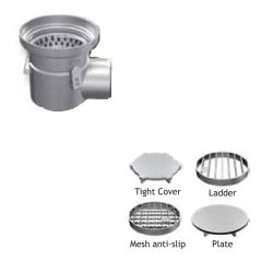 Harmer Stainless Steel Horizontal One-Part Compact Drain with Circular Grate