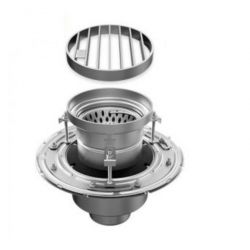 Harmer Stainless Steel Vertical Two-Part Drain with Circular Grate