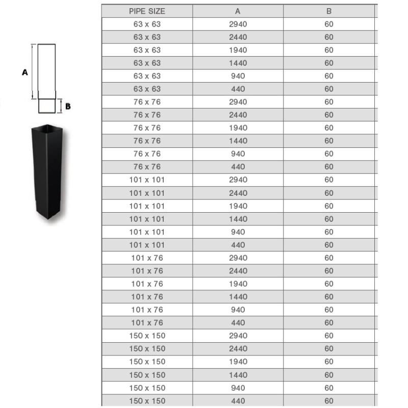 Aluminium Flush Joint Rectangular Downpipe